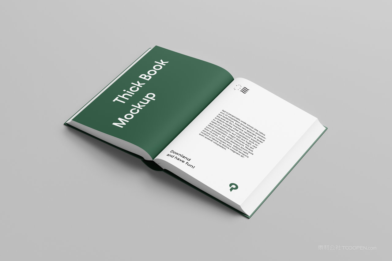 展开的书籍杂志画册封面贴图样机