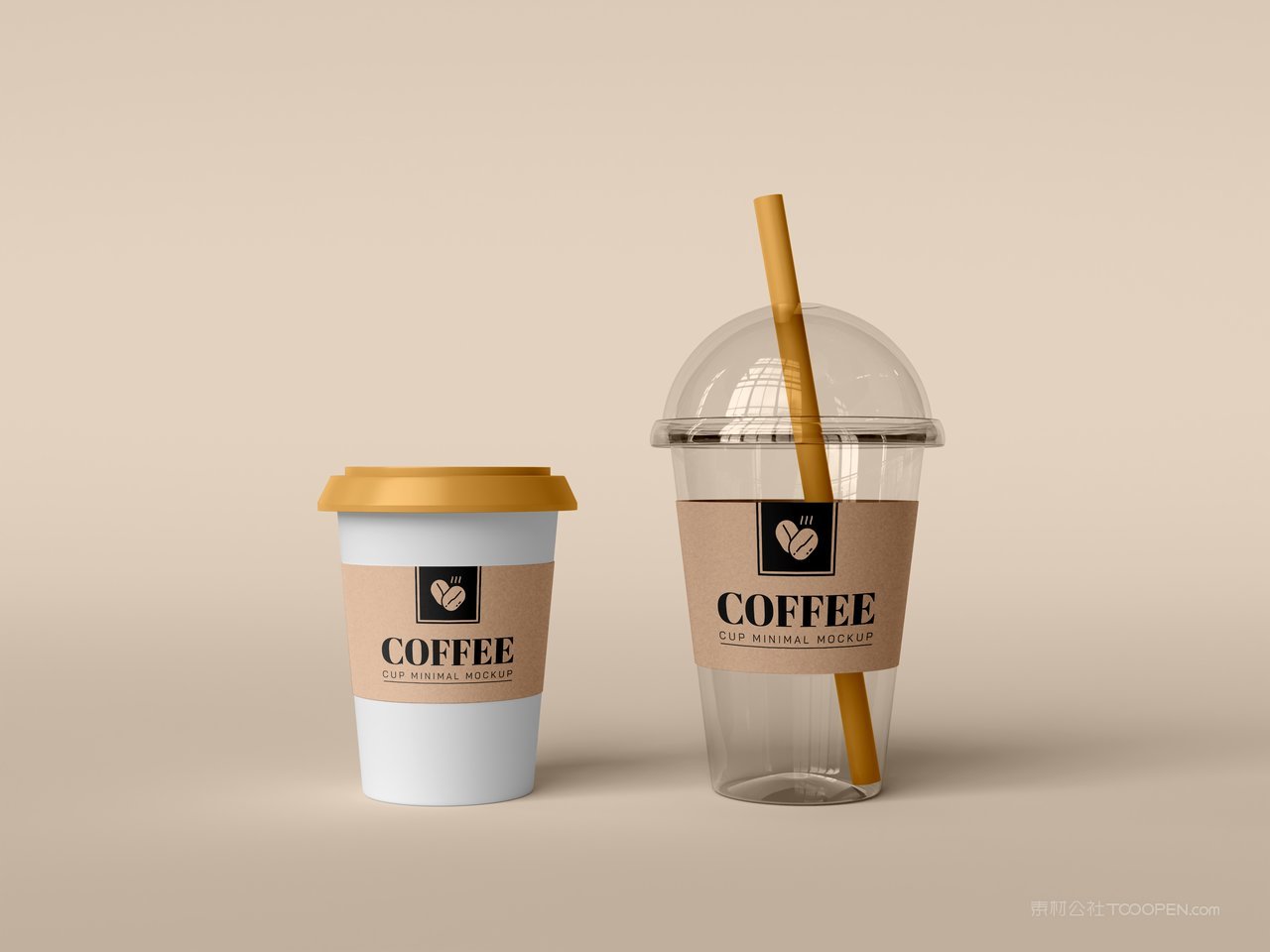 一次性透明奶茶杯外卖纸杯样机 (1)