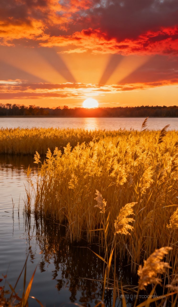 风景秋季山水山峰天空湖泊树木秋天唯美