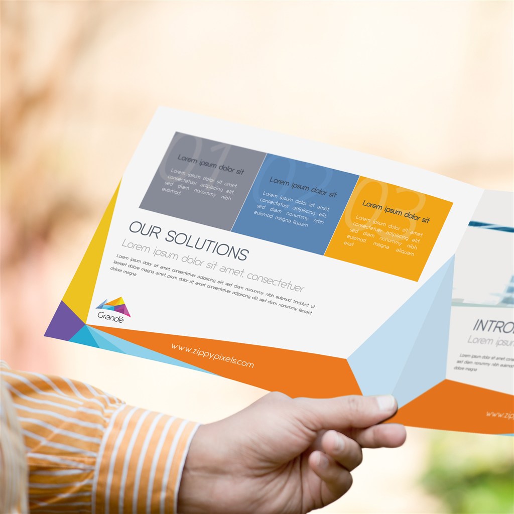 手持多彩折页宣传画册样机