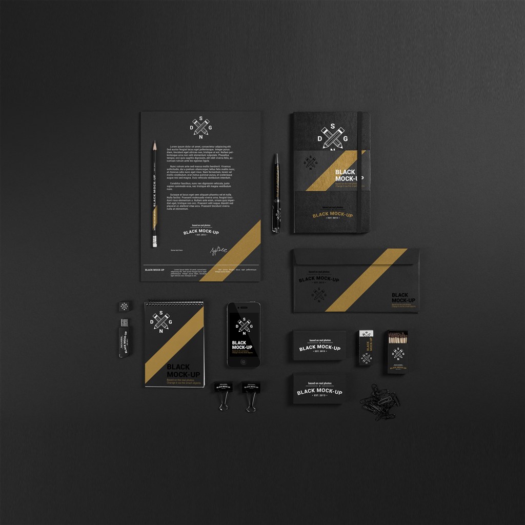 黑色高档企业VI样机模板