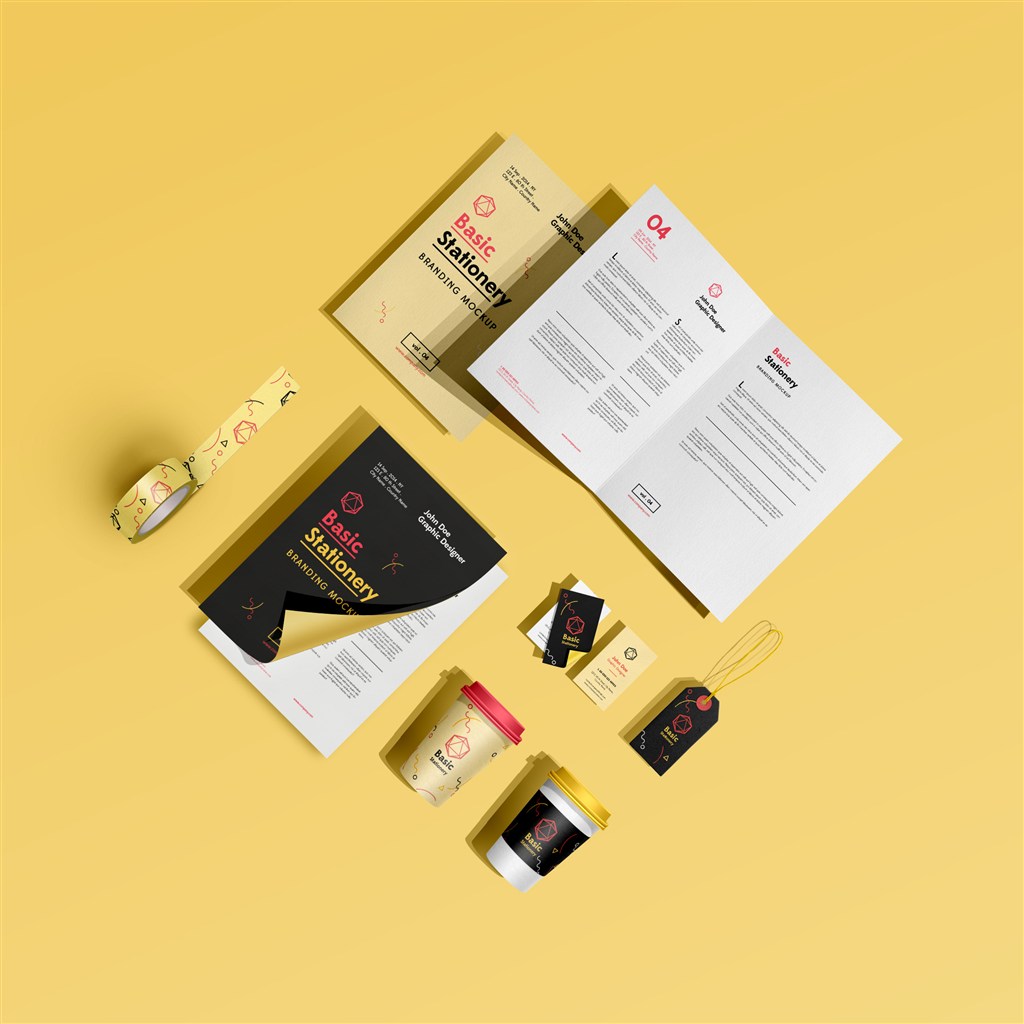 精美暖黄企业VI样机