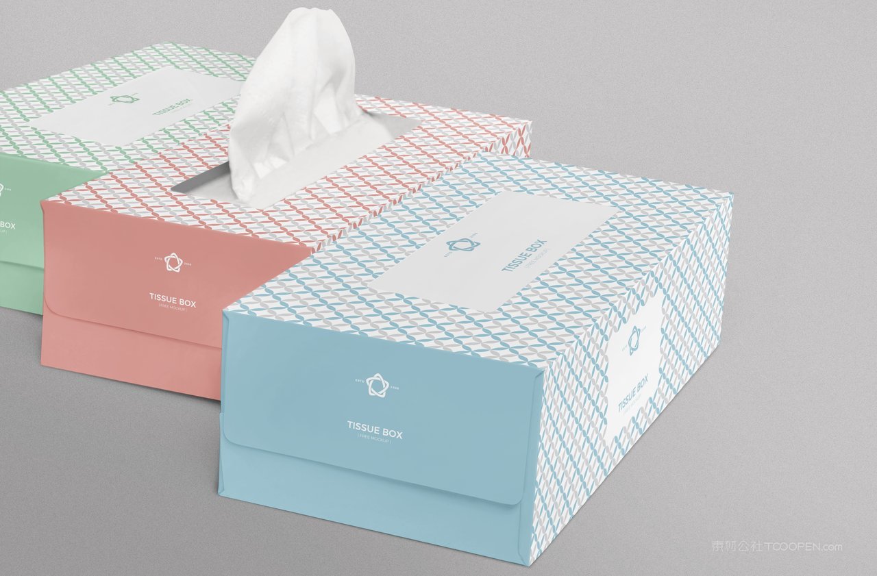 粉蓝清新餐巾纸纸盒样机 (2)