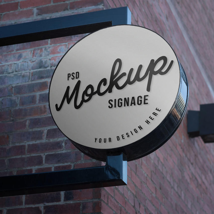 户外墙壁广告招牌样机