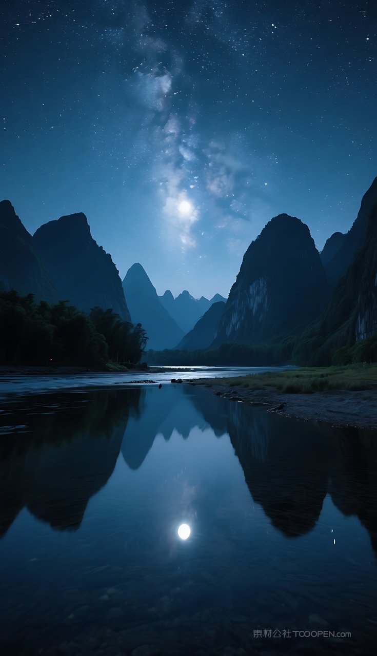 群山山峰山水河流唯美湖泊风景