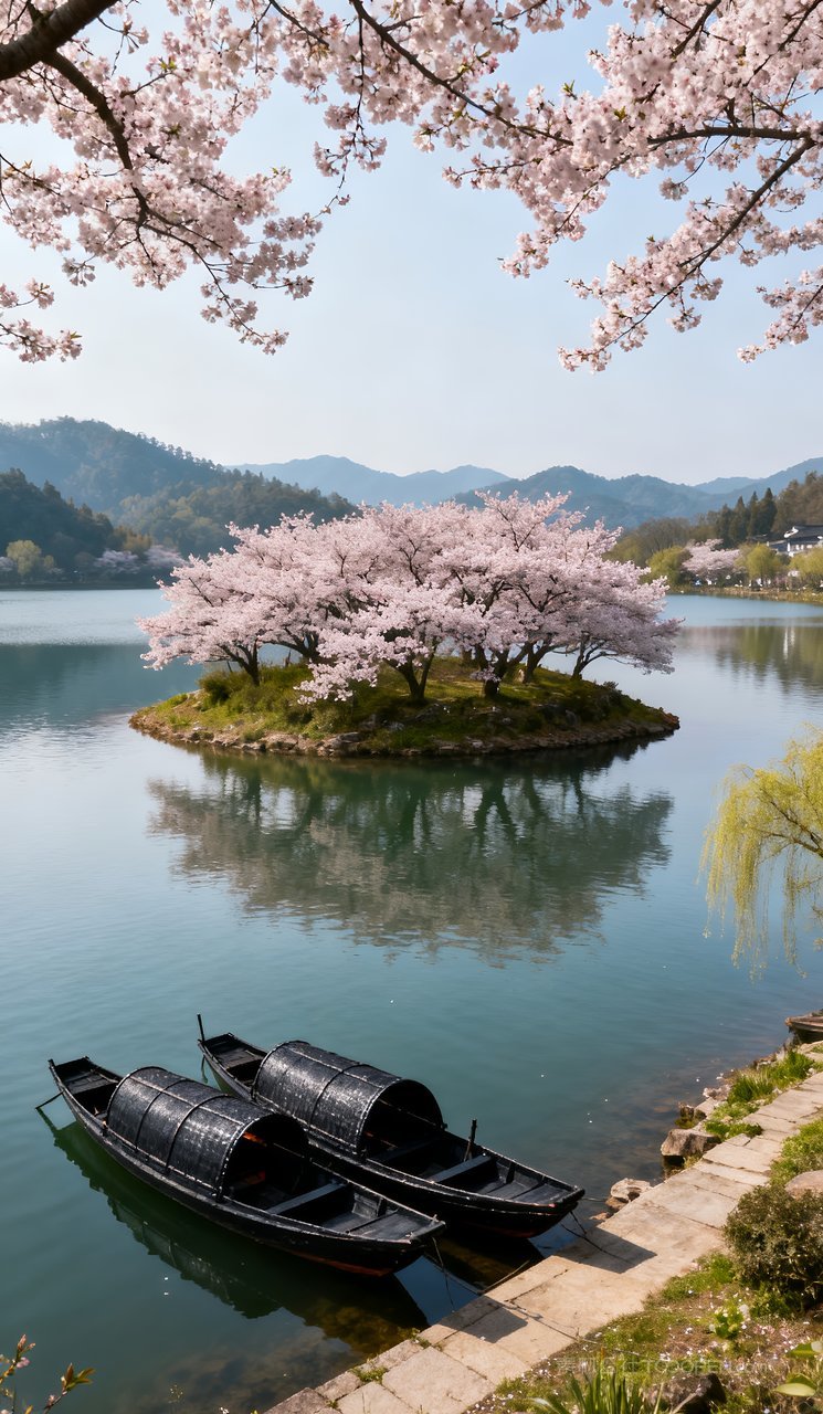 春天天空自然唯美风景山峰山水河流意境