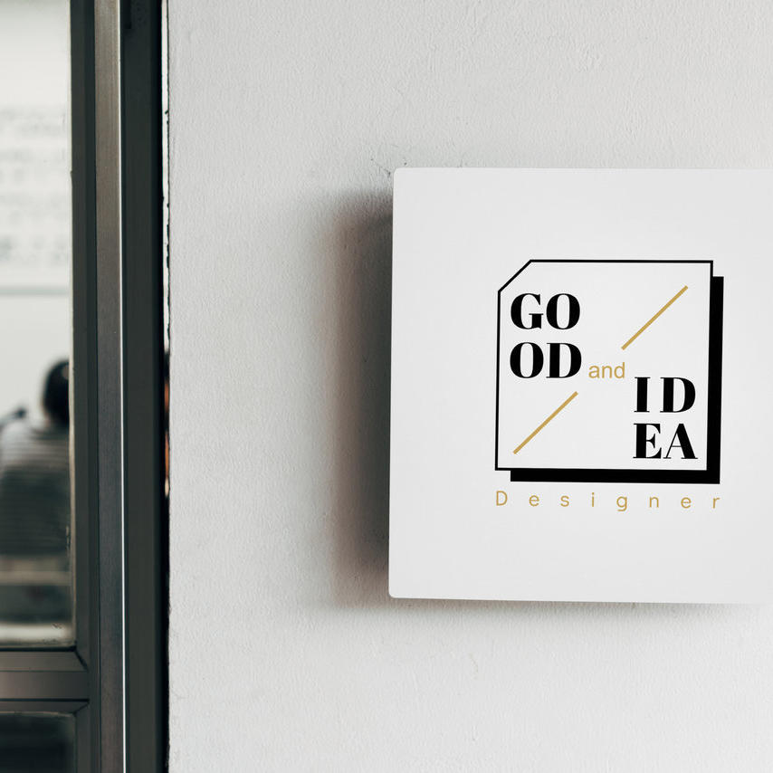 形象墙白色墙面logo贴图样机