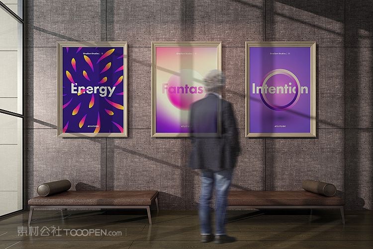 逼真的画廊展览艺术海报样机