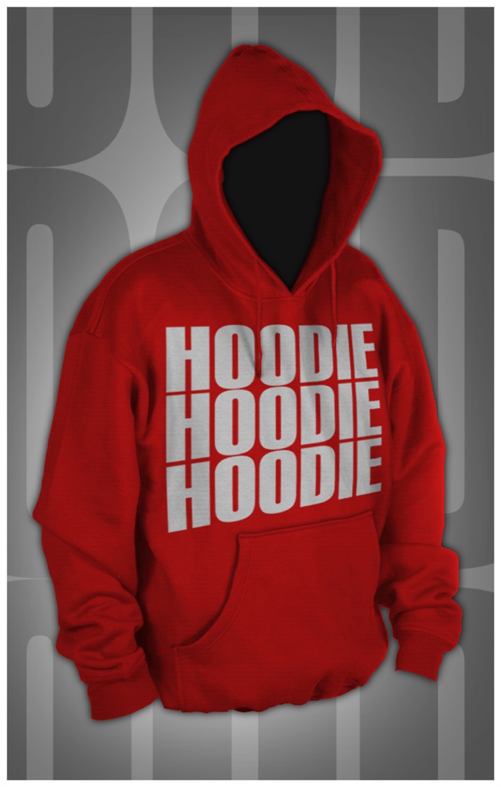 红色连体帽卫衣样机