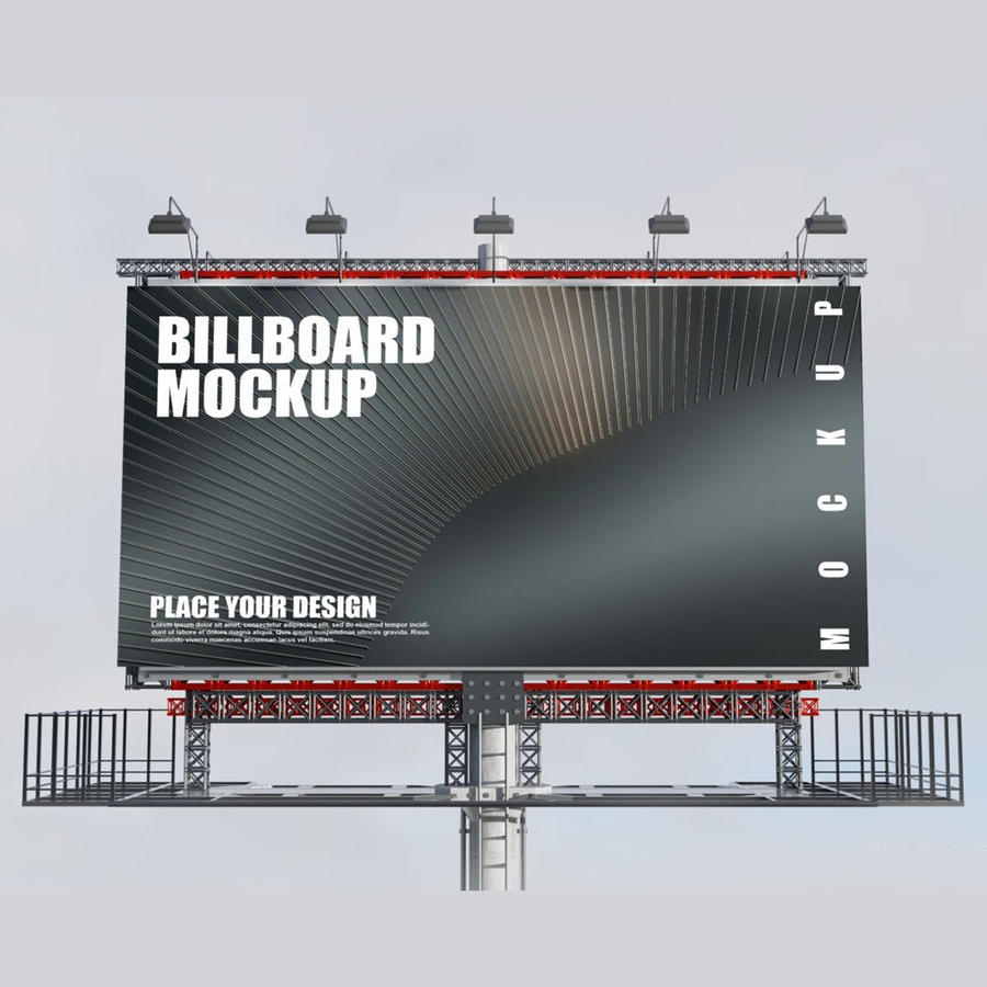 夜间的路边广告牌样机