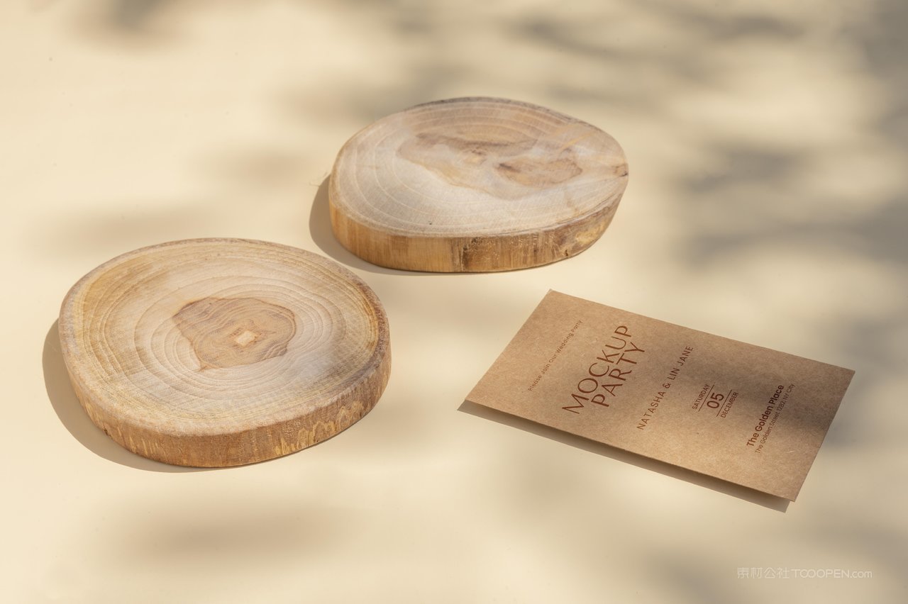 杯垫棕色高清特种纸名片几何场景样机