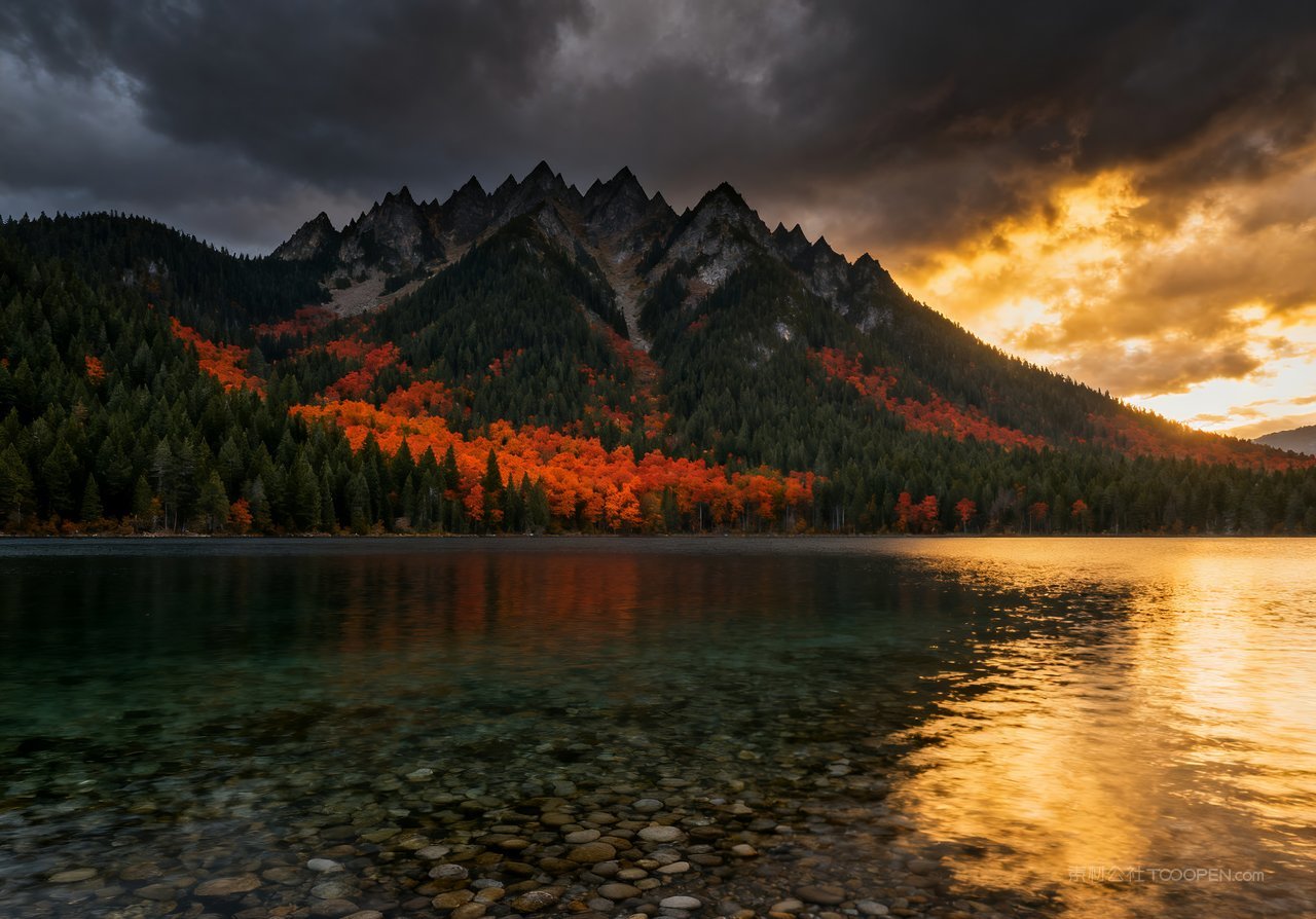 山水湖泊唯美天空青山意境秋天山峰