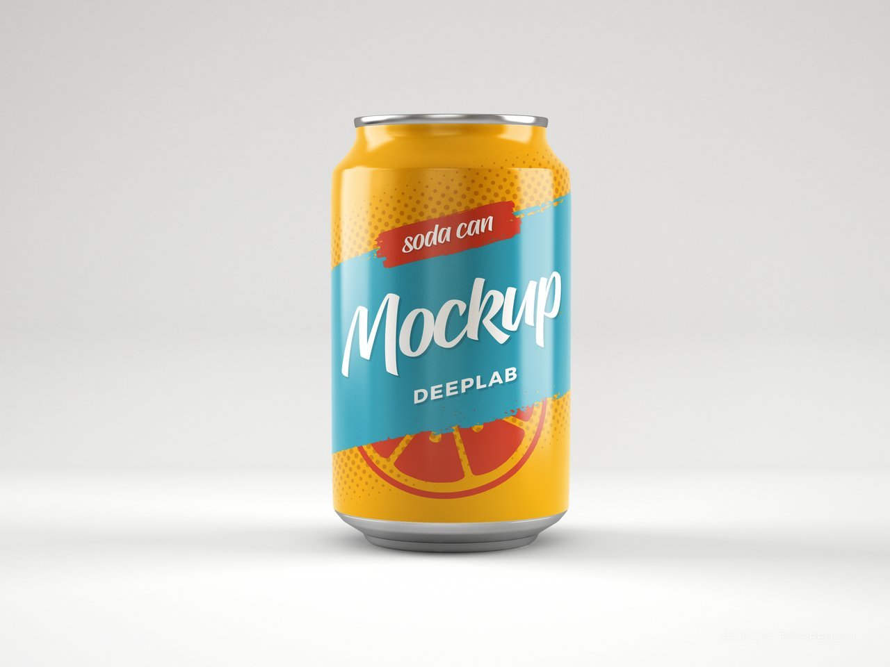 撞色黄绿黄色易拉罐果味饮料包装样机 (1)