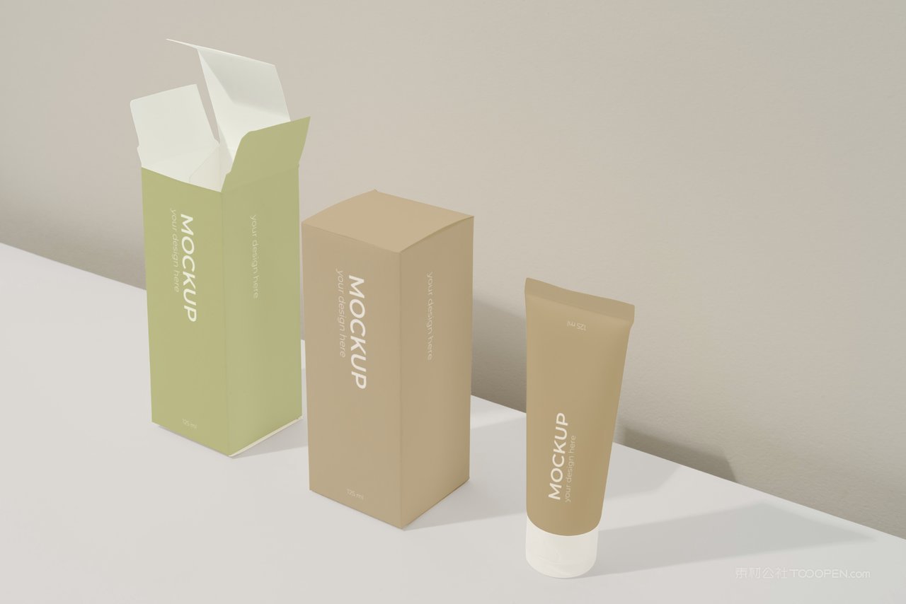 美妆化妆品面霜精华包装盒纸盒展开图样机 (17)