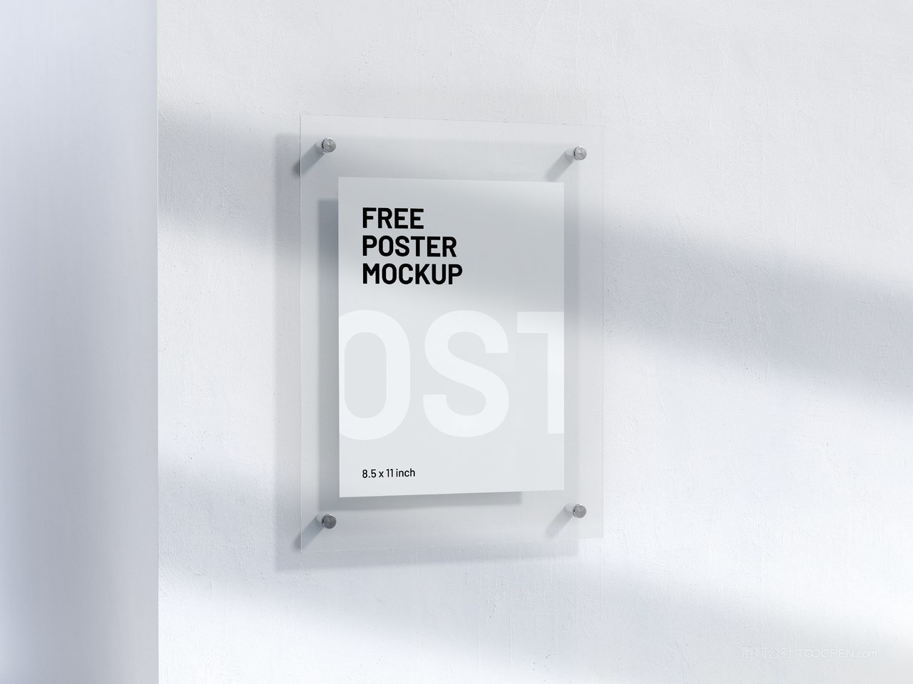 透明玻璃亚克力夹板logo广告牌门牌铭牌效果展示样机 (1)