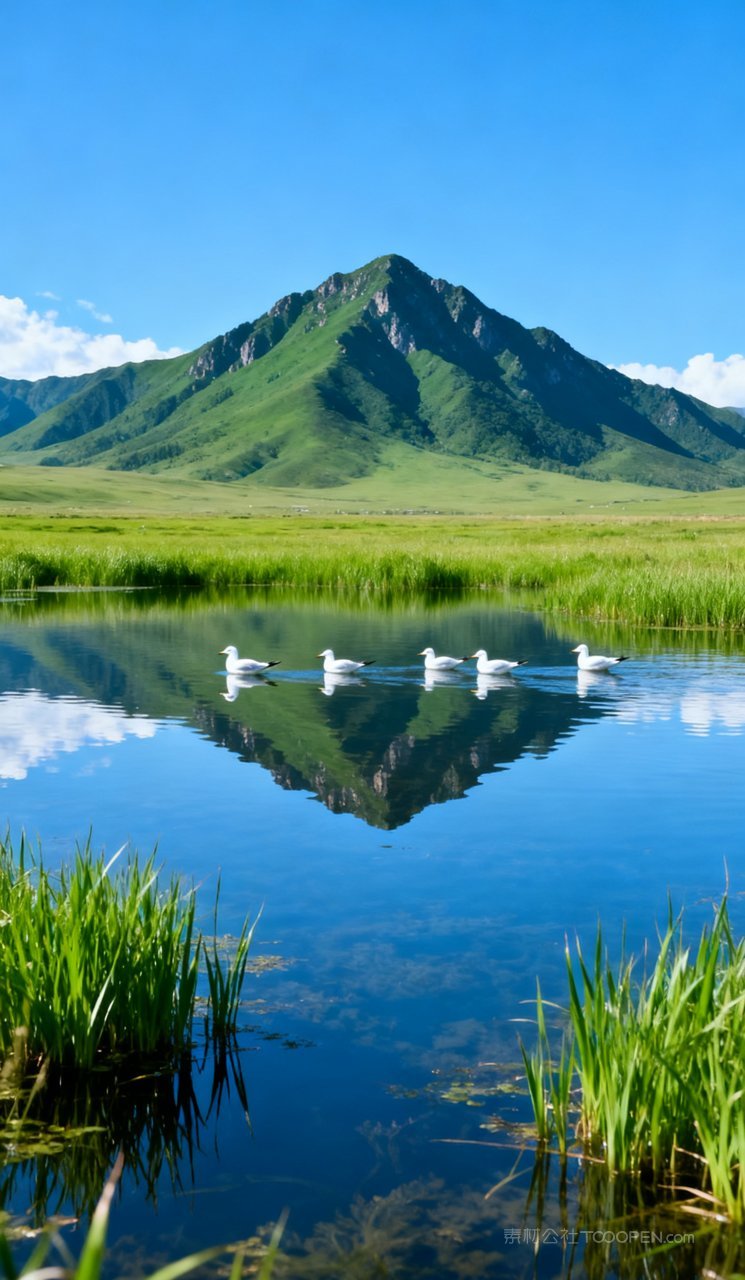 草原风景草地景观蓝天自然唯美景色云彩天空