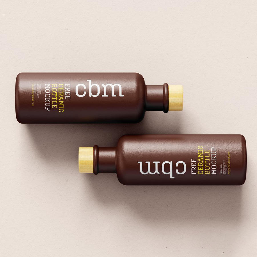 深棕色瓶子包装贴图样机 (1)