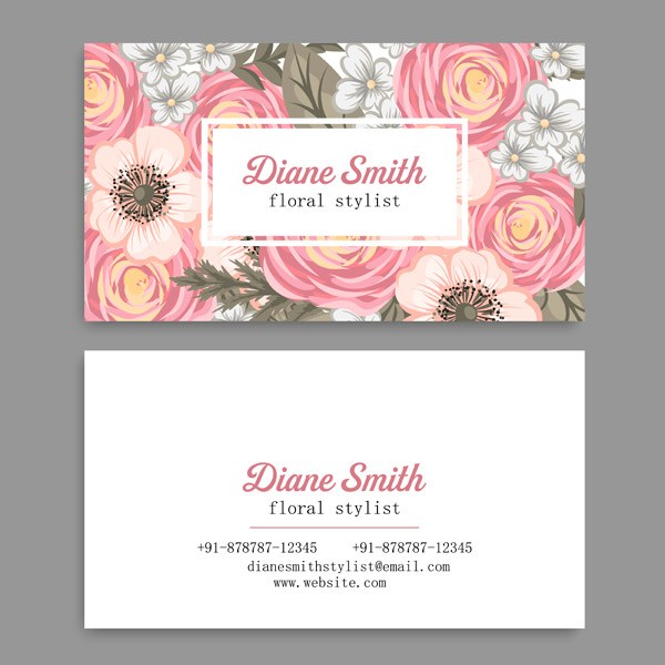 粉色温馨名片矢量素材