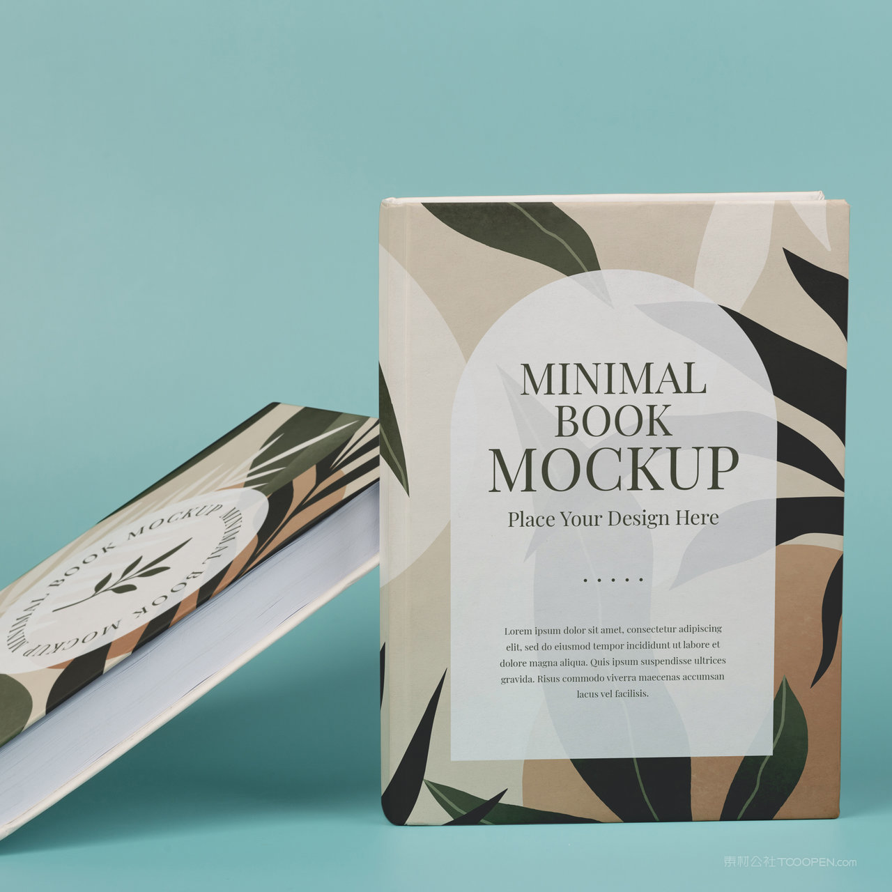 蓝色背景书籍画册贴图样机