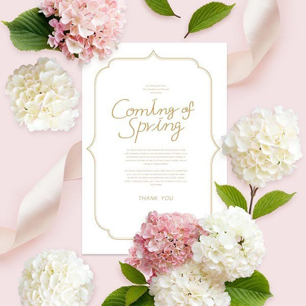 绣球花春季卡片海报样机