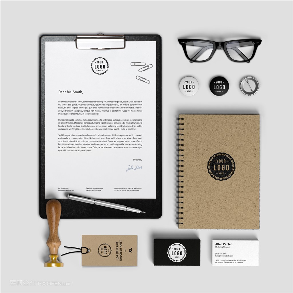 品牌标签名片胸章信纸笔记本样机