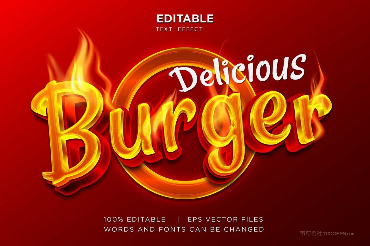 矢量卡通立体质感标题英文字母字体3d效果样机模板火焰红色背景