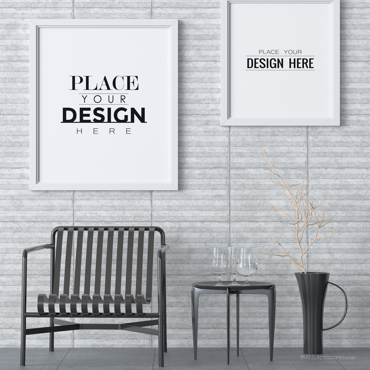 墙上挂画相框装饰画画框贴图样机