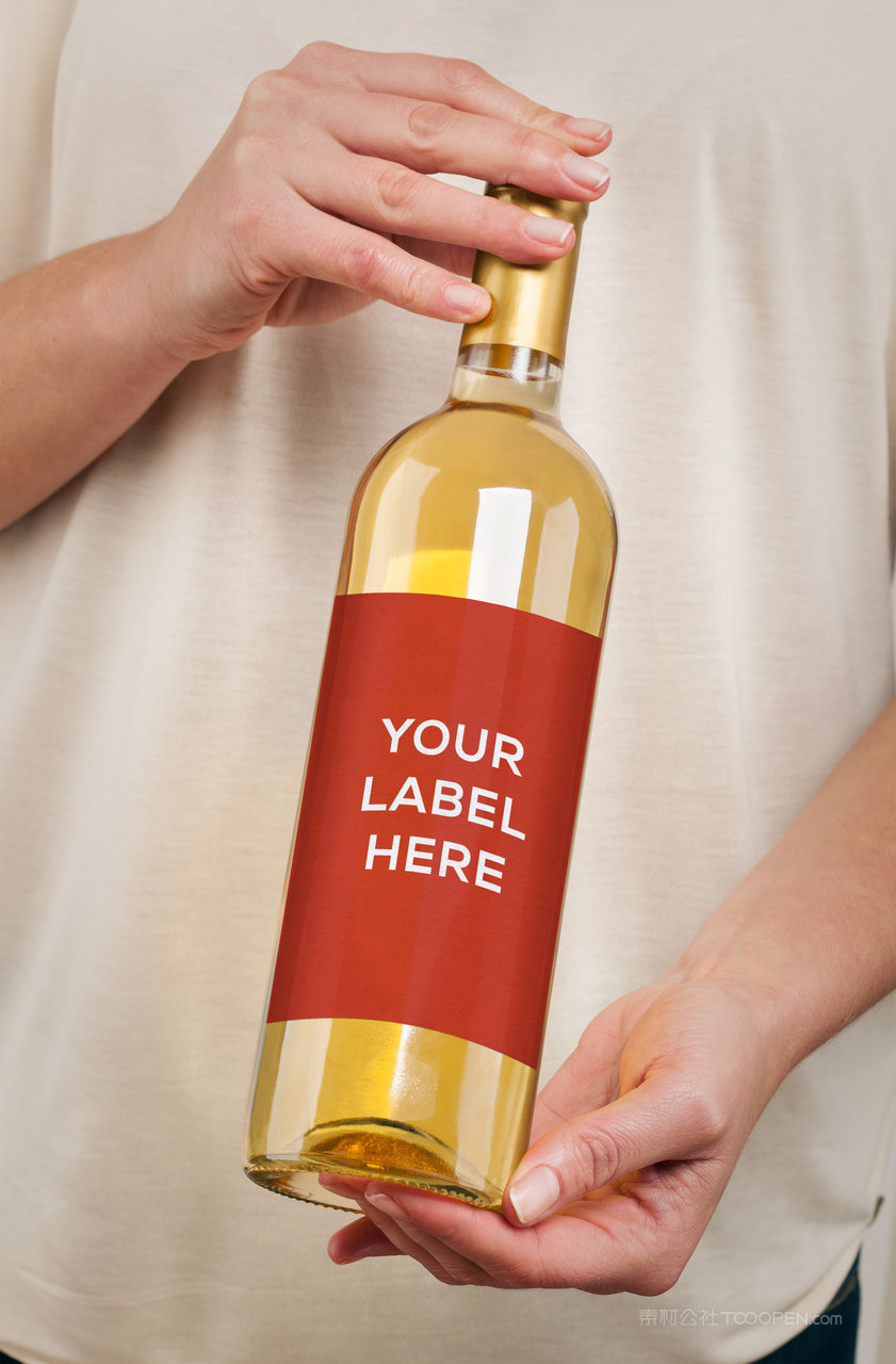 红色香槟红酒瓶装包装样机 (5)