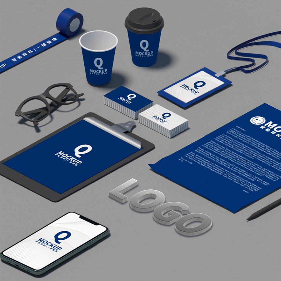 办公vi立体logo样机