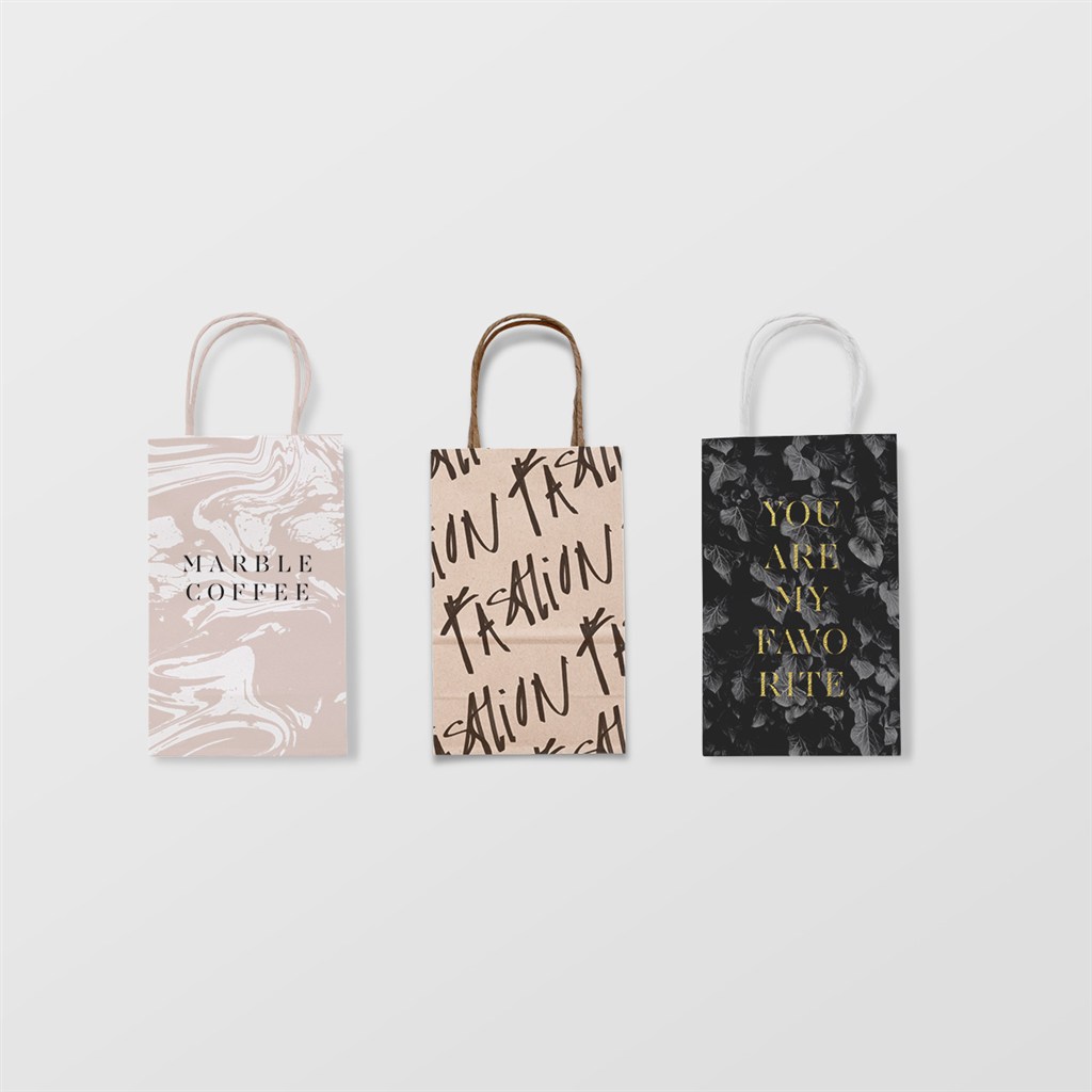 咖啡厅手提纸袋包装VI样机模板