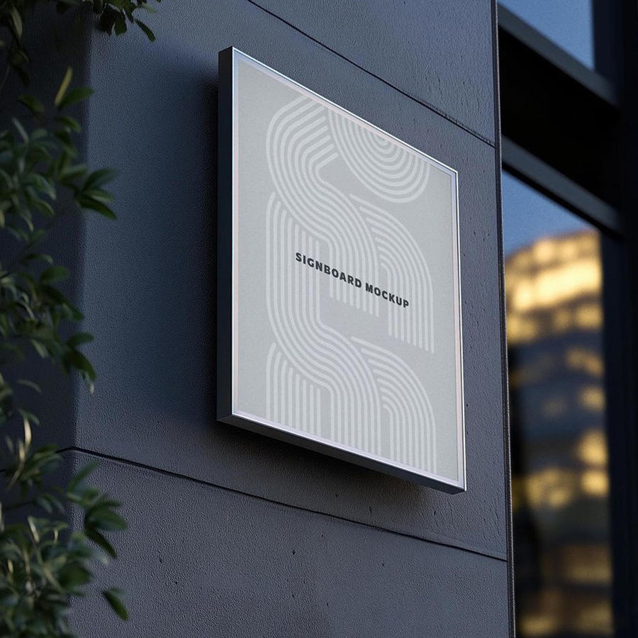 方形招牌标志样机 店面招牌样机 logo样机