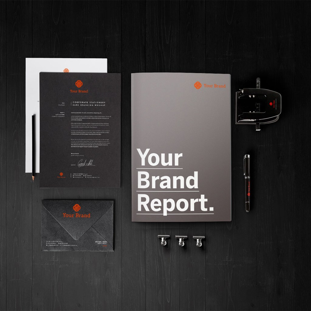 黑色调高档企业VI样机贴图模板