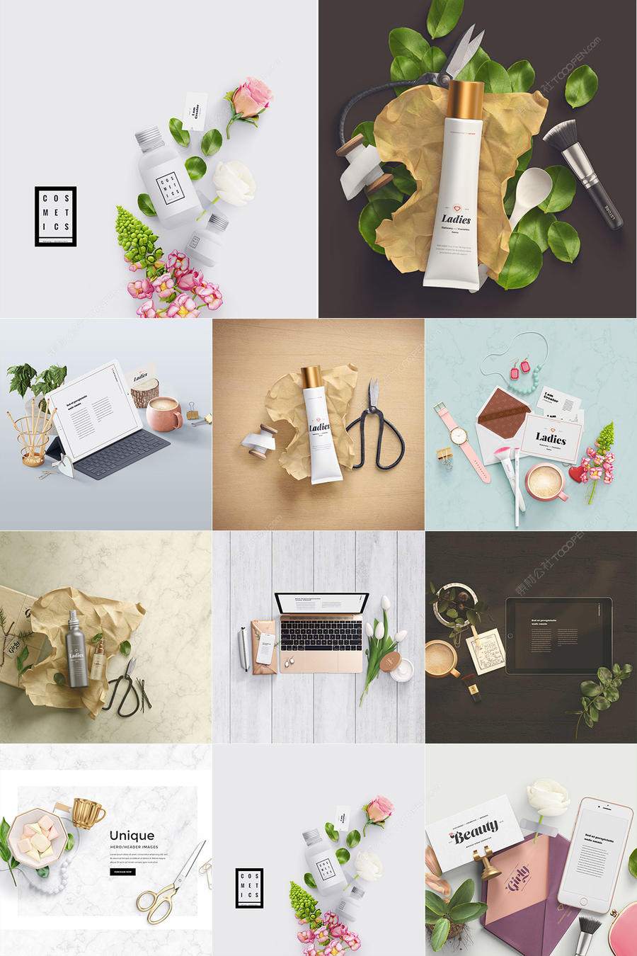 10个美容护肤品包装设计样机模板