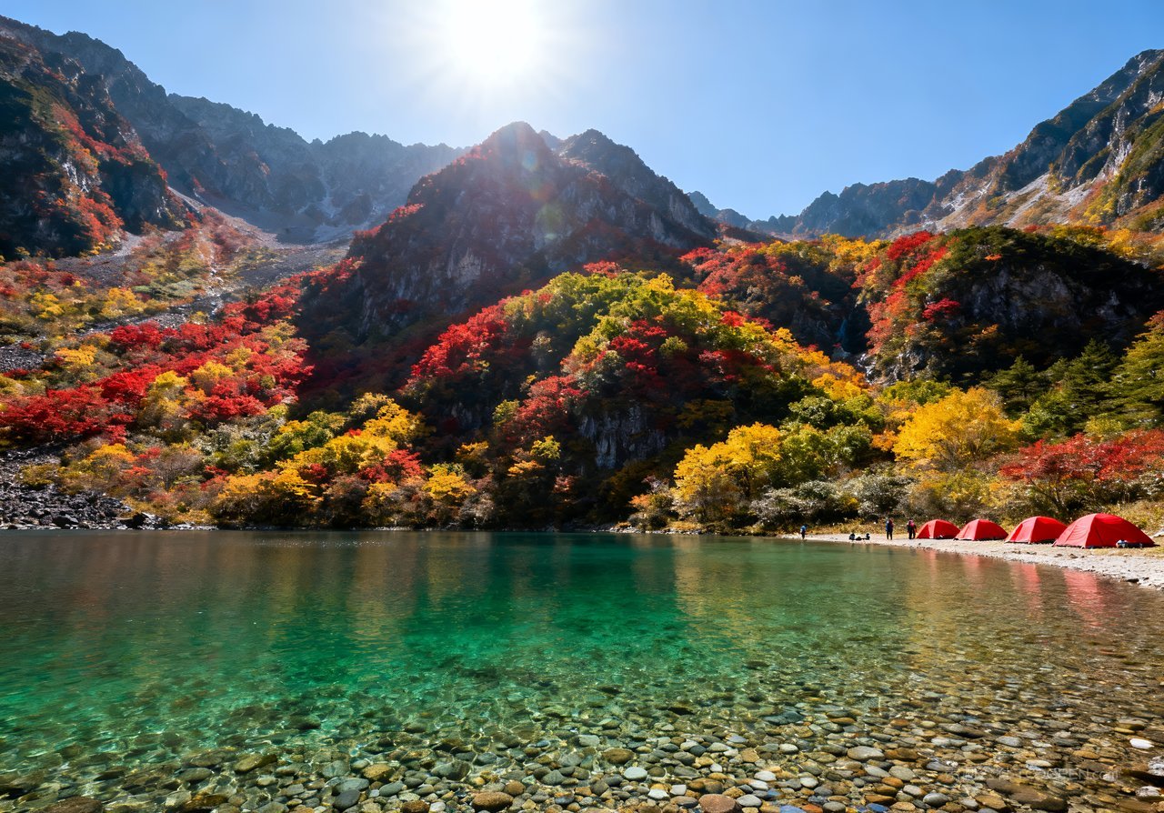 湖泊青山山峰秋季天空唯美山水意境
