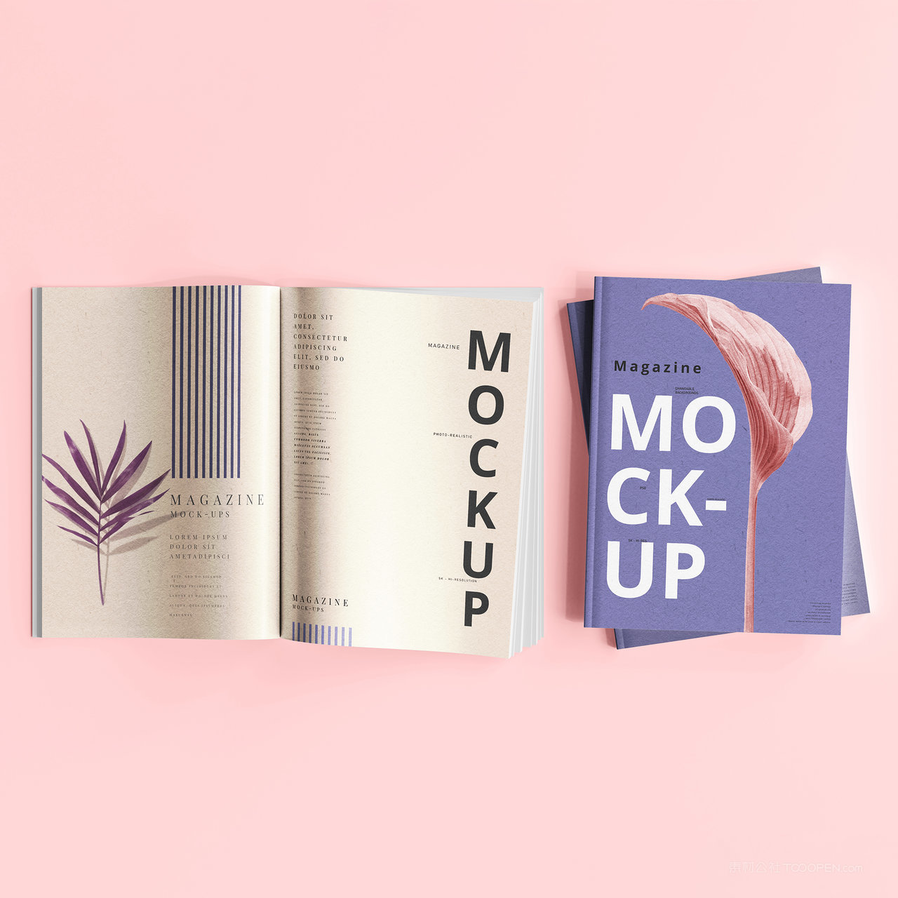 书籍画册内页封面贴图样机