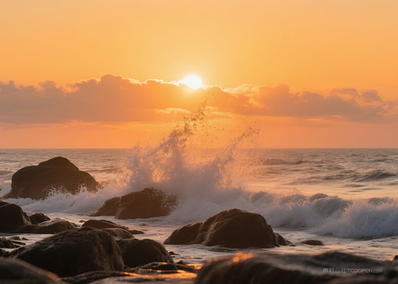 日落唯美落日云层自然云彩风景天空