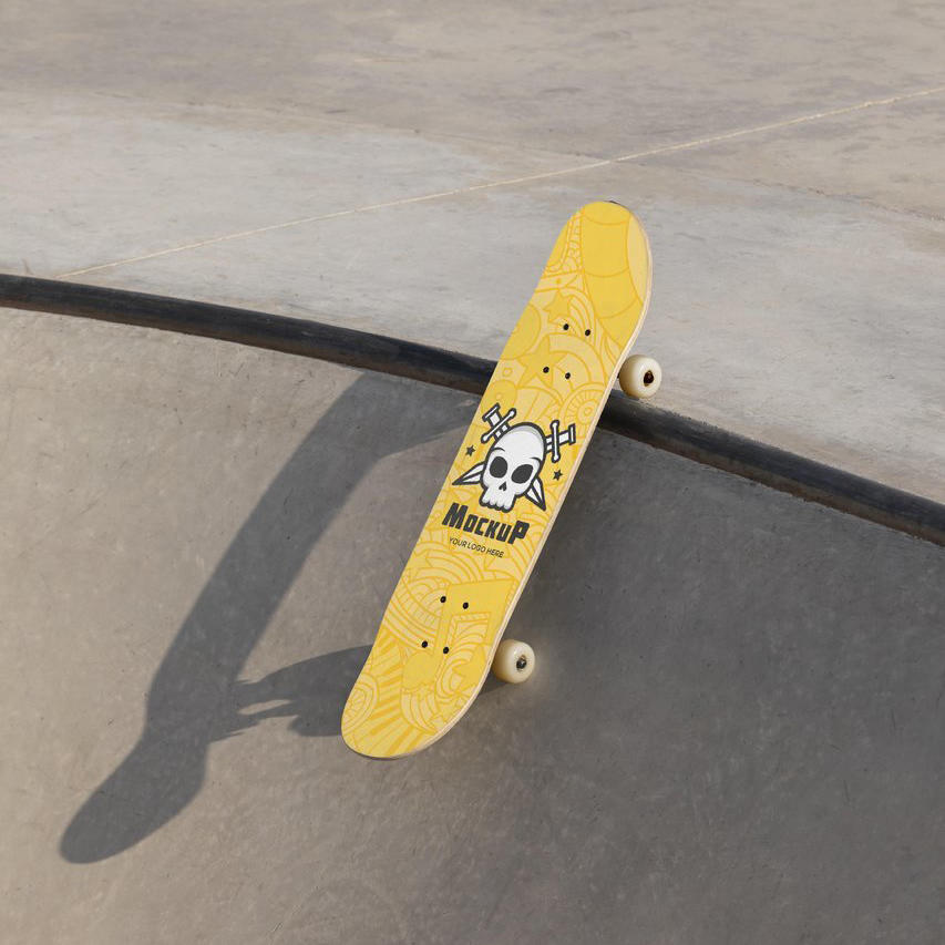 黄色潮流运动双翘滑板模型智能样机  (7)