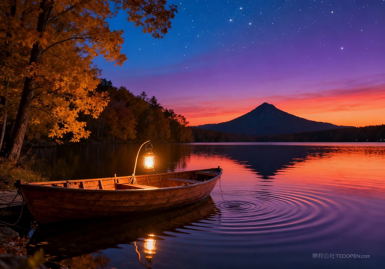 湖泊意境山峰唯美天空山水秋天