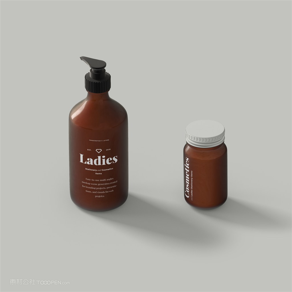 避光密封精油分装瓶按压泵瓶样机素材