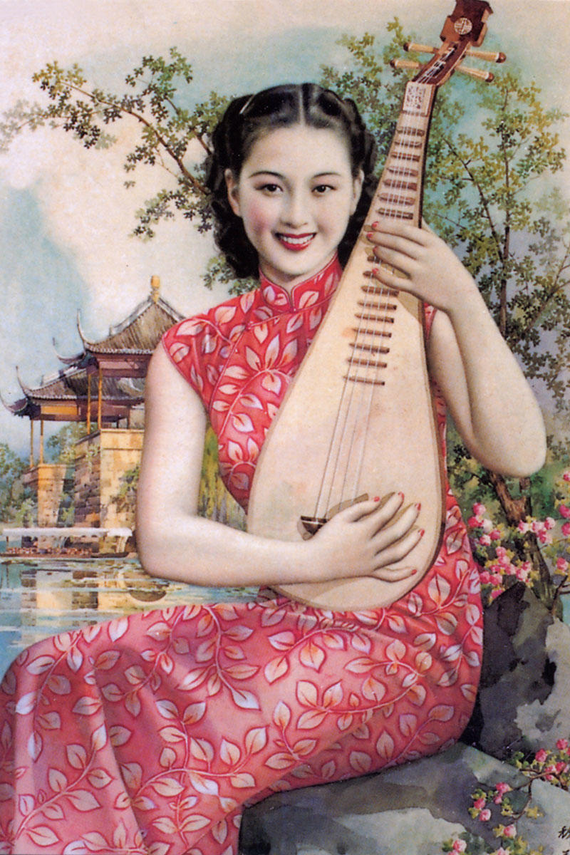 旧上海美女图片 琵琶美女 经典美女 旧上海海报美女