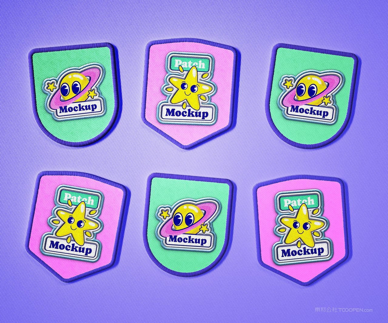 【1634期】卡通圆形方形六边形刺绣徽章样机 (25)