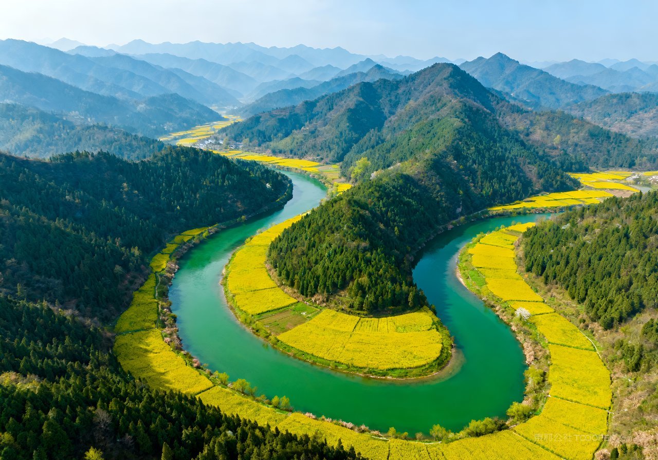 风景河流春天唯美天空意境山峰自然春意