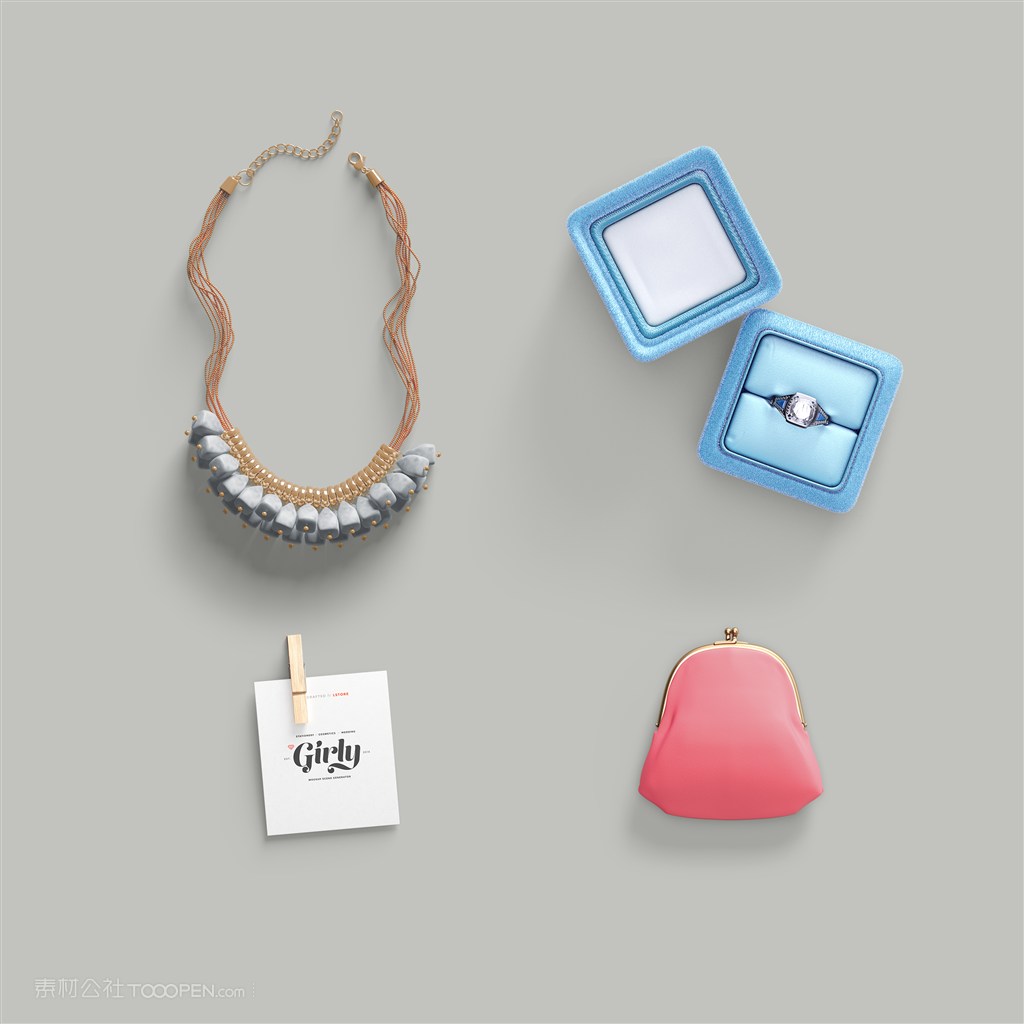 项链卡片戒指零钱包样机素材