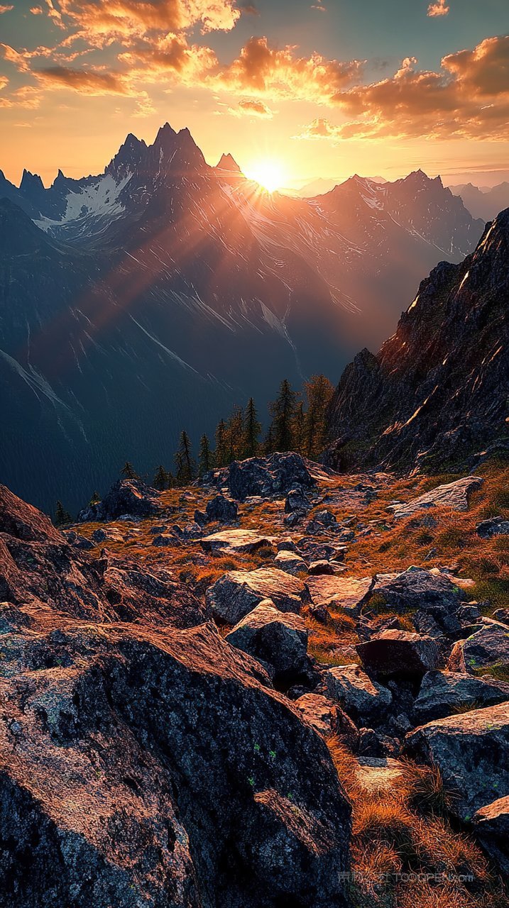 天空景观群山山峰意境风景唯美