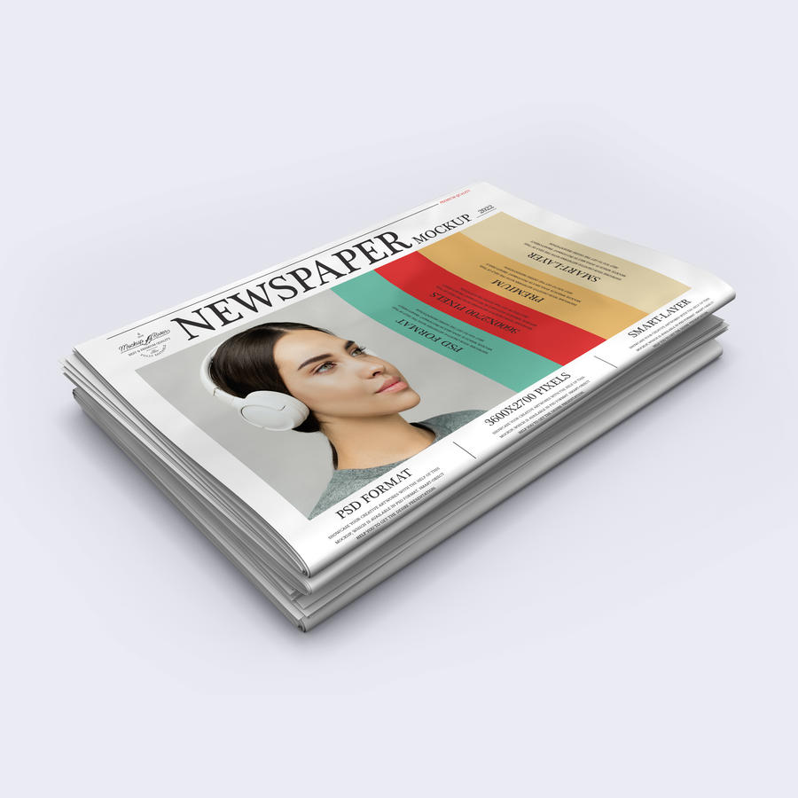 叠报纸样机素材