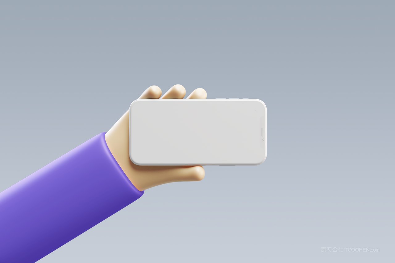 c4d立体卡通手持手机白灰色样机