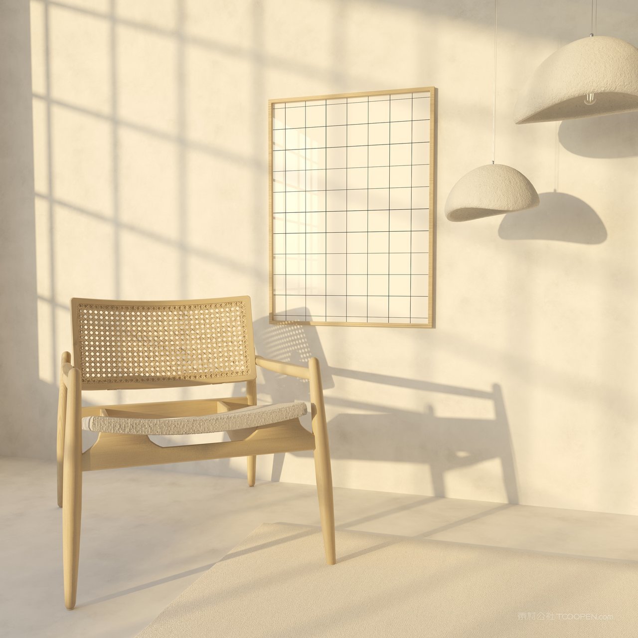 极简温暖精致挂画室内场景装饰画展会作品展示样机 (3)