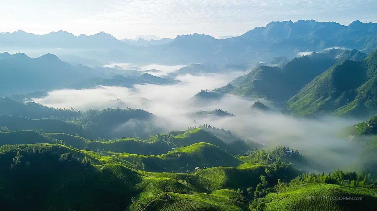 高山意境山峰山脉风景群山天空唯美宁静