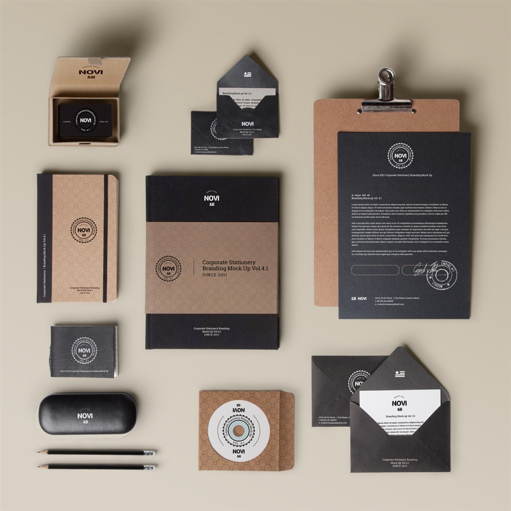 黑色调高档VI样机模板