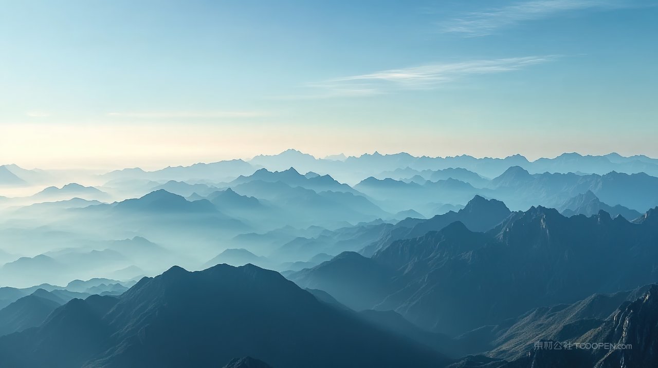 高山自然宁静风景山脉山峰天空群山唯美